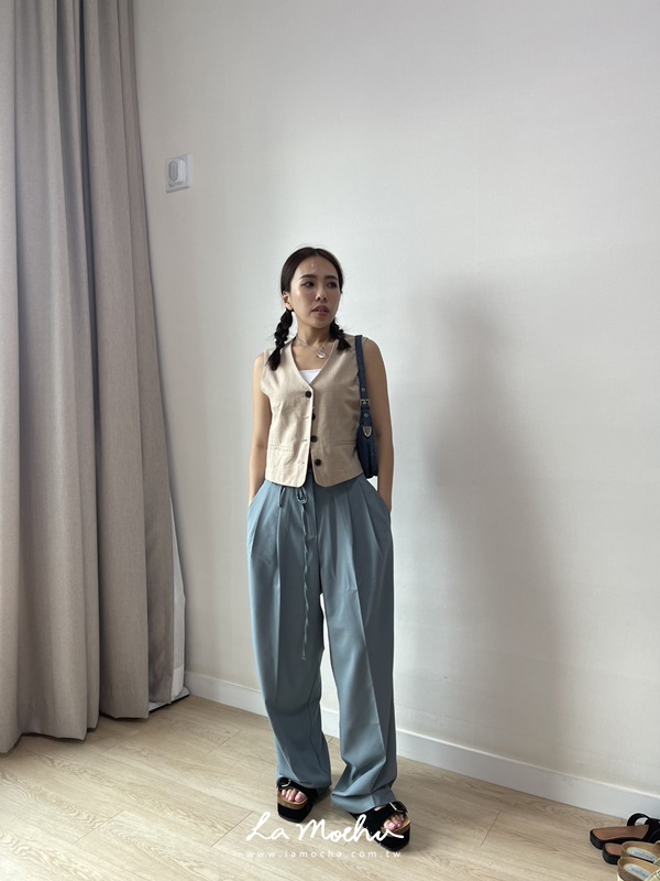 顯瘦綁帶西裝長褲